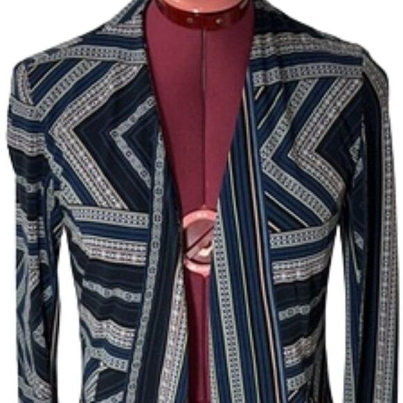 BCBGeneration Navy Multi-Pattern Draped Jacket Small - Picture 3 of 11